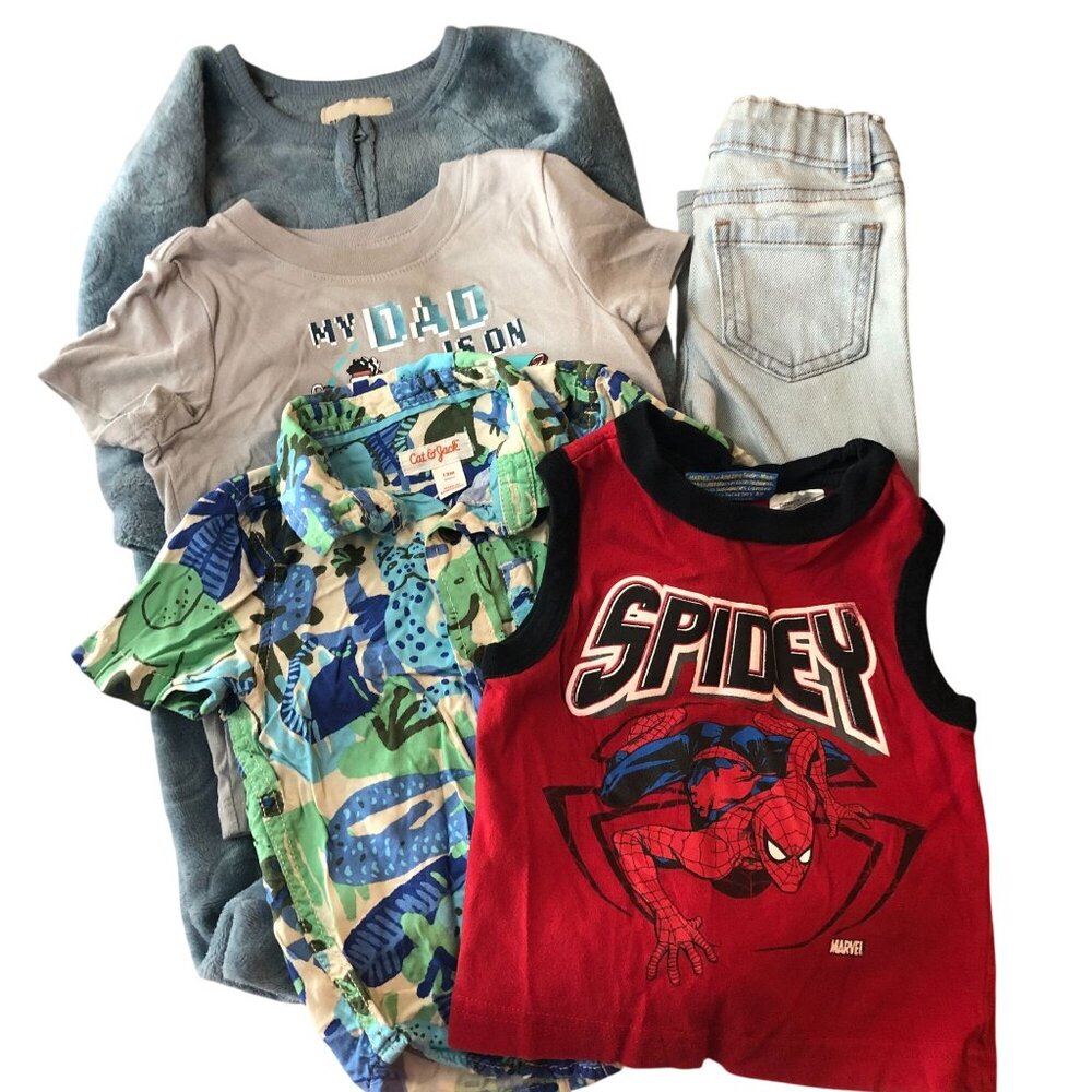 Baby Boys 18m 5 Piece Clothing Lot Pajamas Jeans T Shirts Hawaiian Shirt